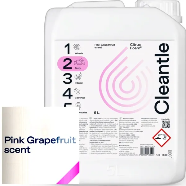 CLEANTLE _ CITRUS FOAM PINK GRAPEFRUIT SCENT 5L _ ZASADOWA AKTYWNA PIANA