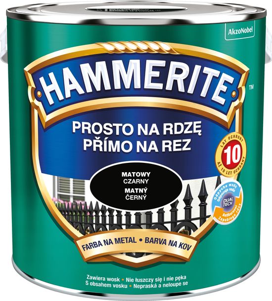 Hammerite Prosto Na Rdzę farba do metalu czarny matowy 2,5L