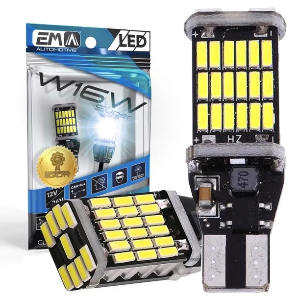 Żarówka LED W16W T15 12/24V 16W 360° CANBUS Mocne Białe 6000K Premium 1SZT.