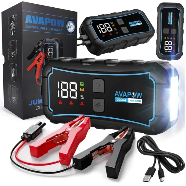 BOOSTER ROZRUCH JUMP STARTER POWERBANK LATARKA 2000A 12000mAh E5 PRO MOCNY