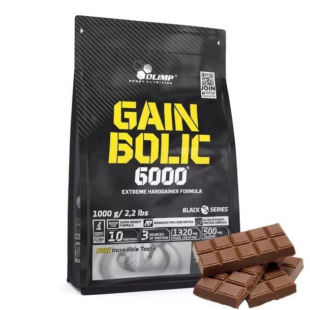 OLIMP GAIN BOLIC 6000 1kg GAINER MASA KREATYNA MASA BIAŁKO SIŁA - czekolada
