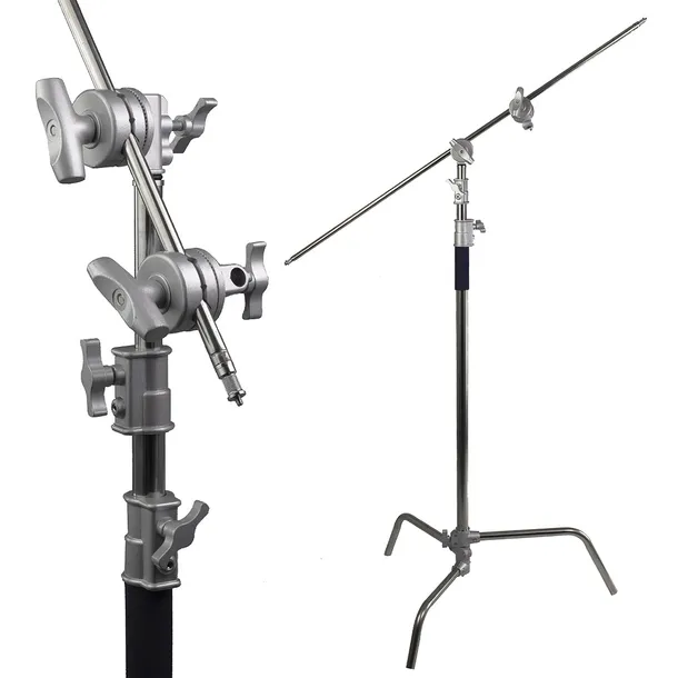 PROFESJONALNY SOLIDNY STALOWY STATYW 3,3m ŻURAW BOOM 130cm C-STAND 2x GRIP
