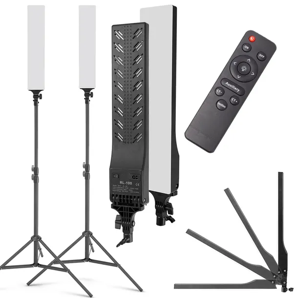 2x Lampa panelowa LED pionowa + statywy + pilot ZESTAW PRO z regulacją