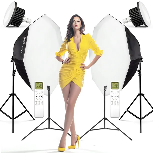 Zestaw lamp LED OmniLight 90 cm 2x 100W Statyw Pilot