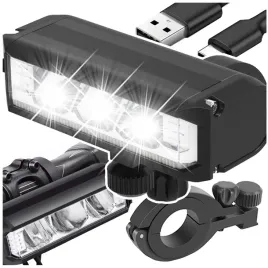lampka-rowerowa-przod-uchwyt-na-kierownice-mocna-led-usb-swiatlo-akumulator
