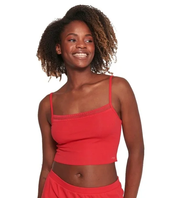 sloggi-go-ribbed-crop-top-czarwony-m-stan-nowy