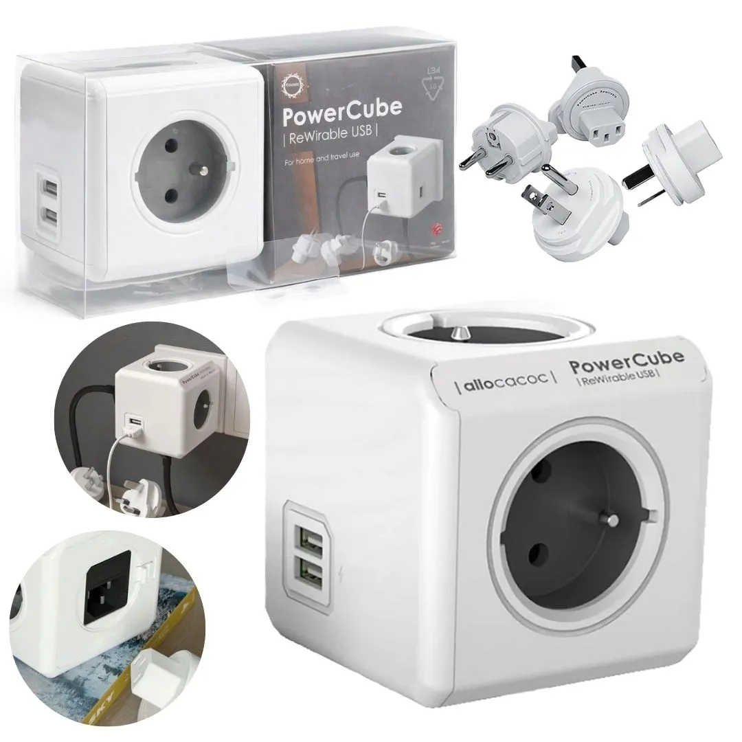 rozgaleznik-4-gniazdka-2x-usb-allocacoc-powercube-rewirable-usb-stan-nowy