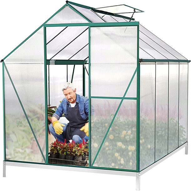 SZKLARNIA OGRODOWA Z POLIWĘGLANU 248×187×210 CM ZIELONY ALUMINIOWA