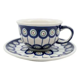 filizanka-ze-spodkiem-ceramika-boleslawiec-rekodzielo-220-ml