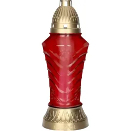 tradycyjny-znicz-szklany-czerwony-wysoki-29cm-zloty-kapturek-na-grob