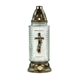 znicz-szklany-krzyz-z-roza-bezbarwny-zloty-29-cm-z-wkladem