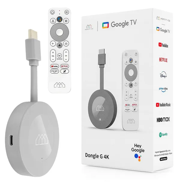 ODTWARZACZ Homatics Dongle G 4K CHROMECAST SMART TV Google TV 32gb pamięci
