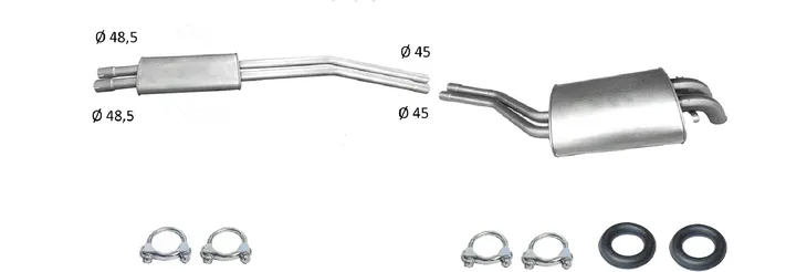 Mercedes SL R107 280 350 450 500 560 TŁUMIKI KPL TŁUMIK ŚRODKOWY KOŃCOWY