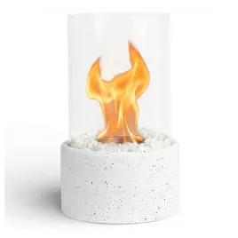 biokominek-wolnostojacy-bialy-na-stol-palenisko-lampion-z-kamieniami-deco