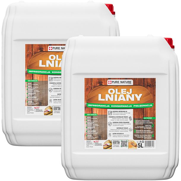 OLEJ LNIANY DO DREWNA OLEJ DO IMPREGNACJI I PIĘLĘGNACJI DREWNA 10L (2x5L)