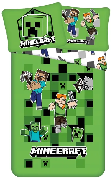 POŚCIEL MŁODZIEŻOWA GRA MINECRAFT 140x200 GAMER ALEX STEVE ZOMBIE CREEPER
