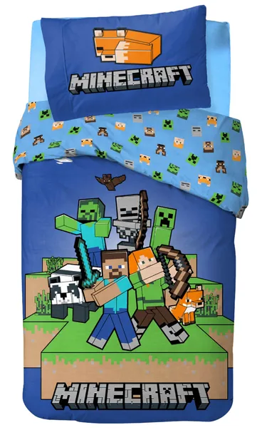 POŚCIEL MŁODZIEŻOWA MINECRAFT 140x200 GAMER GRA ALEX STEVE BABY PIG