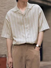 ec35205-shein-bezowa-koszula-z-krotkim-rekawem-w-paski-regular-l