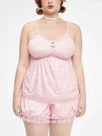 kc53213-romwe-dwuczesciowa-pizama-top-spodenki-w-kratke-koronka-48