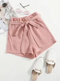 kc62207-shein-rozowe-krotkie-materialowe-spodenki-marszczona-talia-s