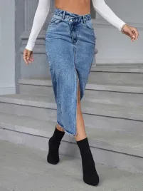 lc35219-shein-asymetryczna-spodnicea-jeans-wysoki-stan-rozporek-xs
