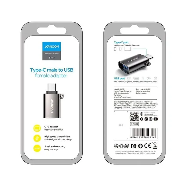 adapter-joyroom-s-h151-usb-a-usb-c-black