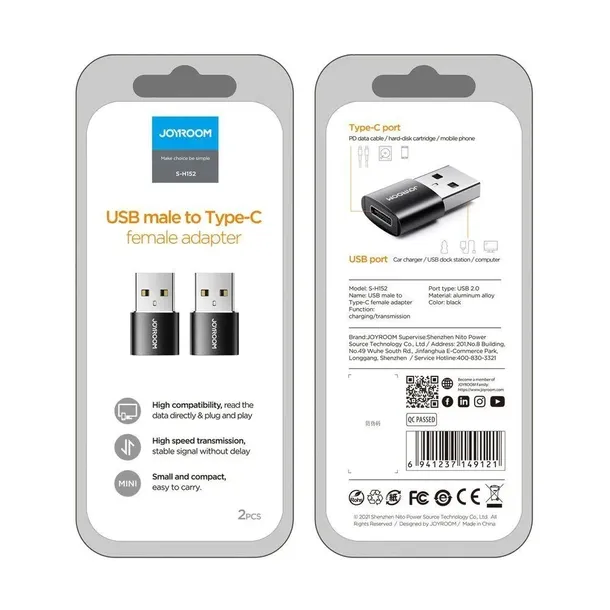 adapter-joyroom-s-h152-usb-c-usb-a-black-2-pack