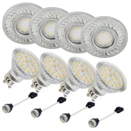 4x-oprawa-halogenowa-sufitowa-bialy-pasek-led-zarowka-led-gu10-3w-zestaw