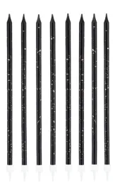 swieczki-czarno-zlote-dlugie-dekoracja-tort-8szt-urodzinowe