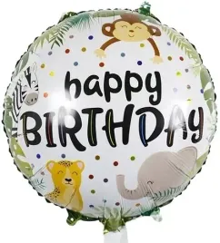 balon-happy-birthday-zwierzeta-safari-malpa-tygys-slon-urodziny-hel-45-cm