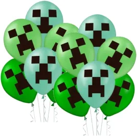 balony-12cali-zestaw-zielone-gamingowe-piksele-12szt-minecraft-na-urodziny