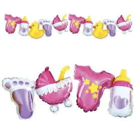 balony-na-baby-shower-wozek-girlanda-rozowa-96cm