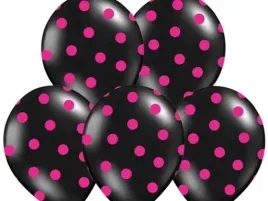 balony-czarny-w-rozowe-kropki-x-5-szt