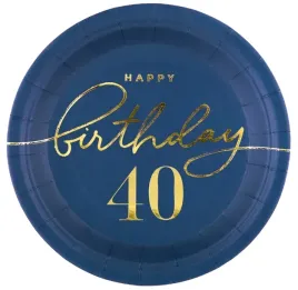 talerzyki-papierowe-40-th-birthday-granatowe-zlote-6szt