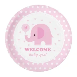 talerzyki-papierowe-baby-shower-slonik-welcome-rozowe-18cm-6szt