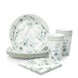 zestaw-serwetki-talerzyki-kubeczki-eukaliptus-listki-dla-8-osob