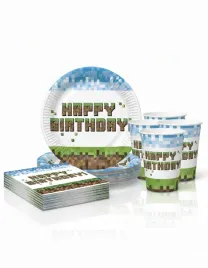 zestaw-talerzyki-kubeczki-serwetki-pixel-block-dla-8-osob