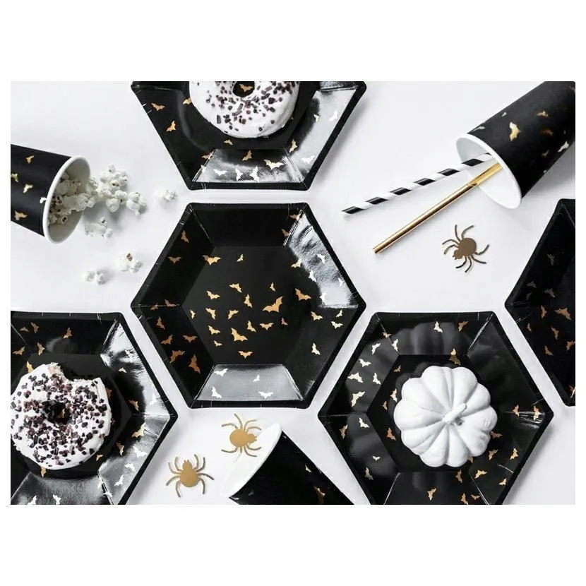 kubeczki-czarne-w-zlote-nietoperze-halloween-andrzejki-220ml-6-szt-karnawal