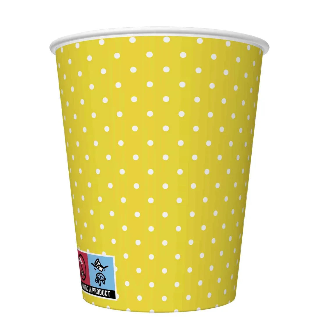 kubki-kubeczki-papierowe-zolte-na-urodziny-8-szt-kropki-groszki
