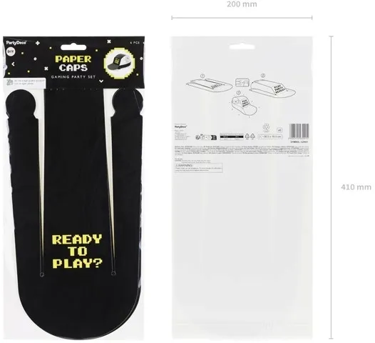 czapki-papierowe-gamer-czarne-385x185cm-6-sztuk-urodzinowe-kolor-czarny