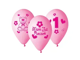 balony-z-nadrukiem-dla-dziewczynki-mam-juz-roczek-30-cm-5-szt