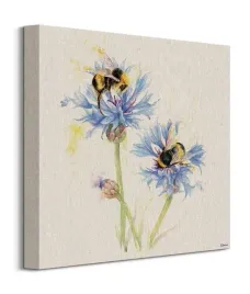 bees-on-cornflowers-obraz-na-plotnie-40x40-cm