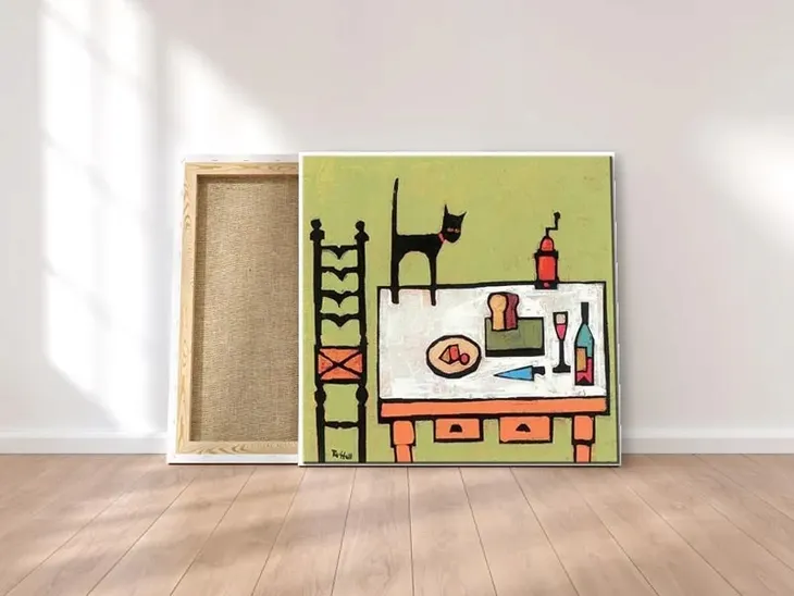 cat-on-table-obraz-na-plotnie-30x30-cm-stan-nowy