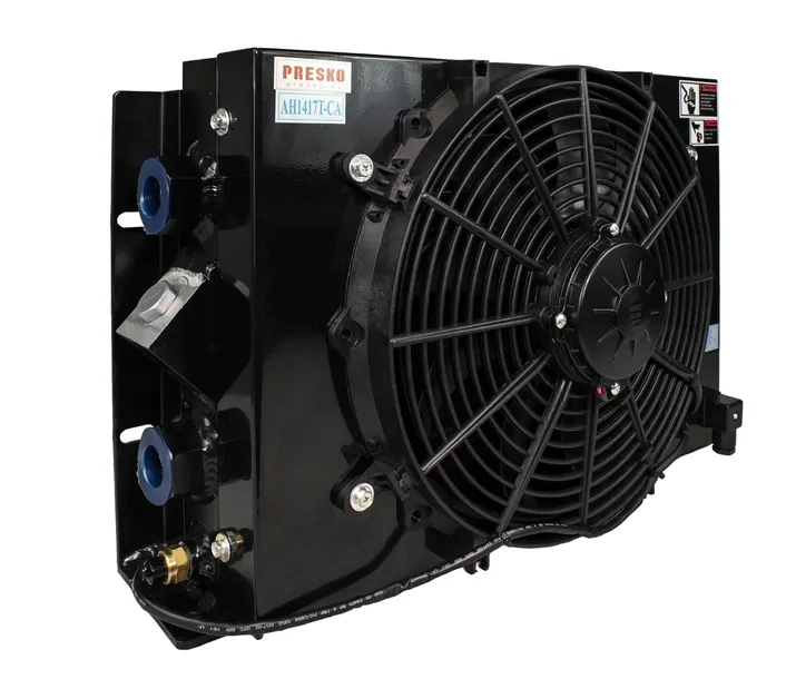 Chłodnica oleju hydraulicznego 150l /min 12V termostat i wentylator PRESKO