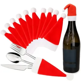 10x-czapka-mikolaja-na-butelke-etui-pokrowiec-na-sztucce-zestaw-ozdob-10szt