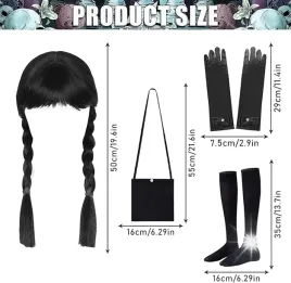 akcesoria-do-kostiumu-wednesday-addams-komplet-przebranie-bal-karnawal-x4