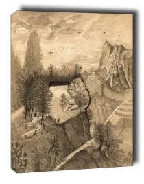 hikers-climbing-up-to-a-mountain-chalet-obraz-na-plotnie-30x40-cm