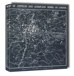 map-of-zeppelin-and-aeroplane-bombs-on-london-herbert-green-obraz-na-plo