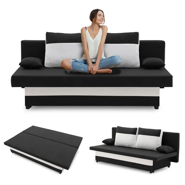 Kanapa SONY Rozkładana Wygodna Sofa z FUNKCJĄ SPANIA Wersalka Łatwy Montaż