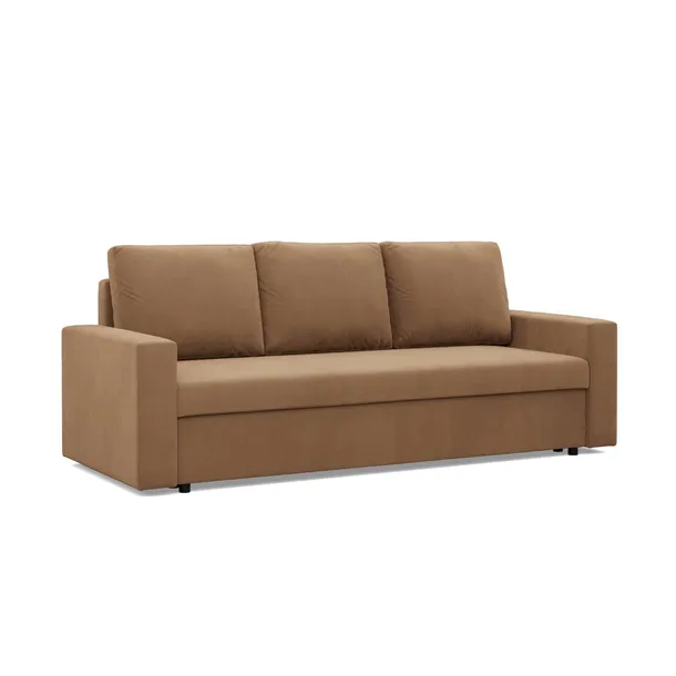 Kanapa z Funkcją Spania Rozkładana 3-osobowa NEO Brązowa 220x92cm
